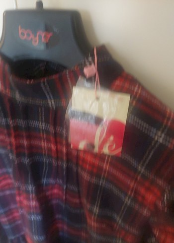 Uzun Kollu kadın 36 beden Ekose Elbise - Görsel 4