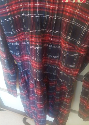 Uzun Kollu kadın 36 beden Ekose Elbise - Görsel 7