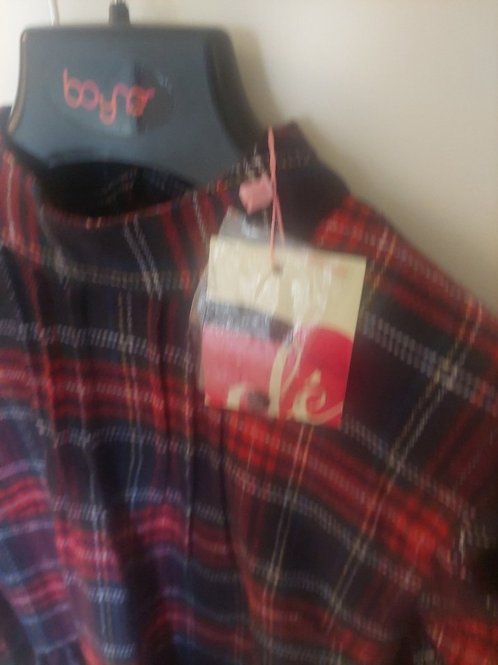 Uzun Kollu kadın 36 beden Ekose Elbise - Görsel 4