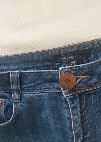 Düğmeli Mavi Kadın Denim Pantolon ipekyol - Görsel 2