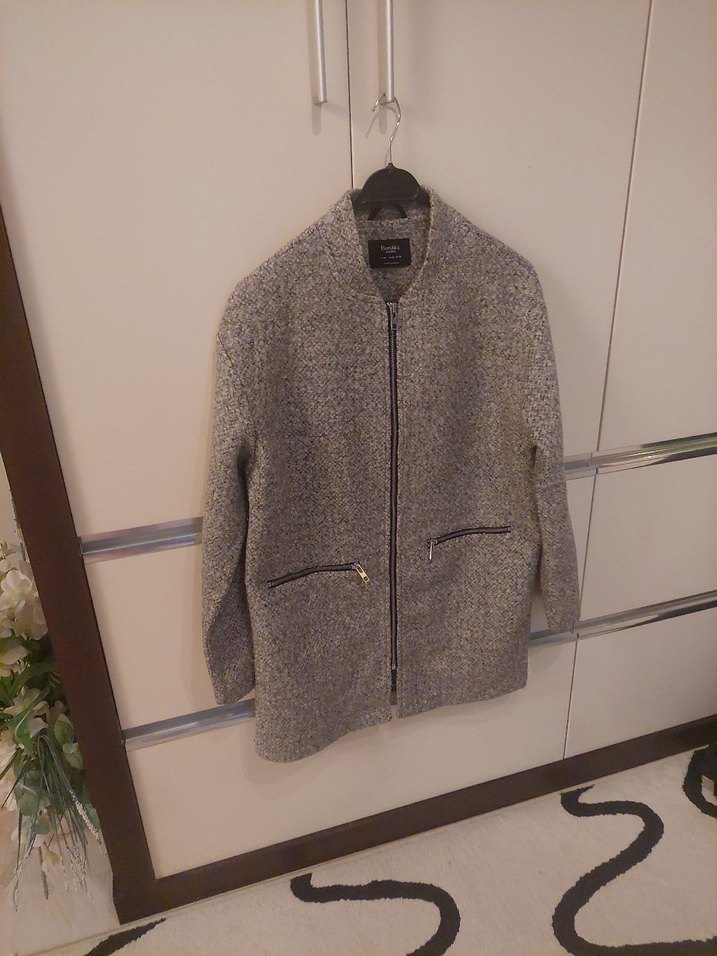 Gri kadın kaban ceket  markalı - Görsel 2