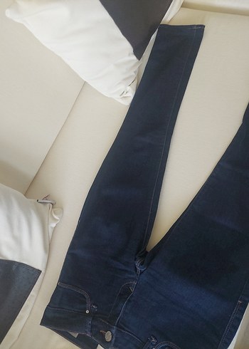 Düğmeli Lacivert Kadın Kot Pantolonmavi marka - Görsel 3