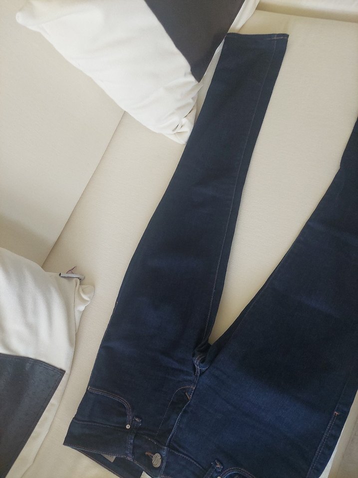 Düğmeli Lacivert Kadın Kot Pantolonmavi marka - Görsel 3