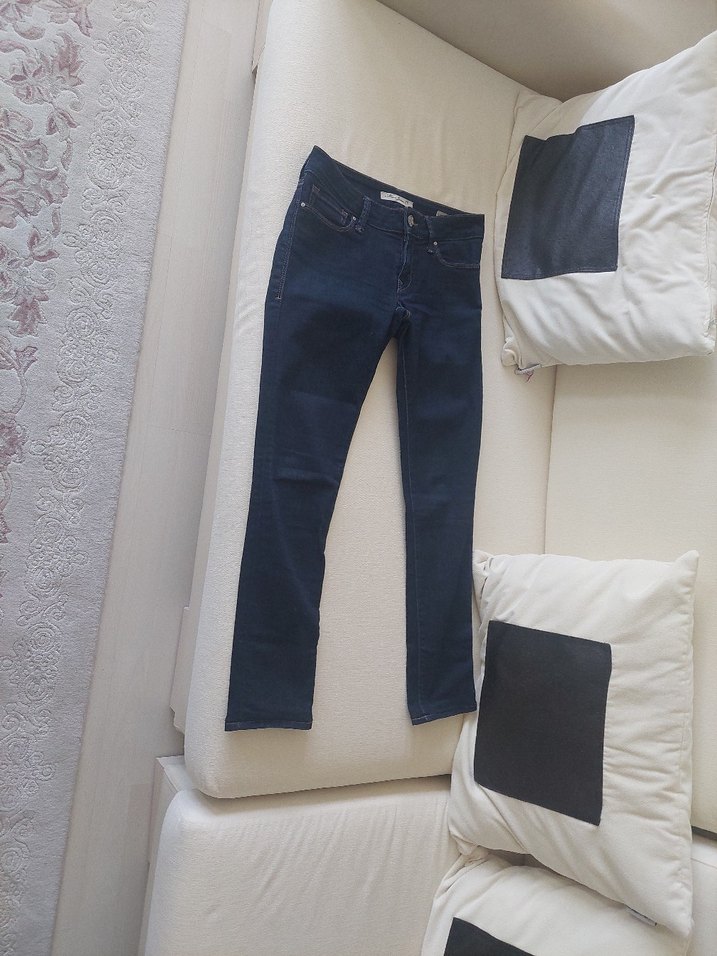 Düğmeli Lacivert Kadın Kot Pantolonmavi marka - Görsel 2