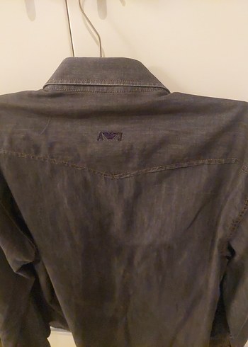 Düğmeli antrasit şık  Denim Erkek Gömlek - Görsel 4