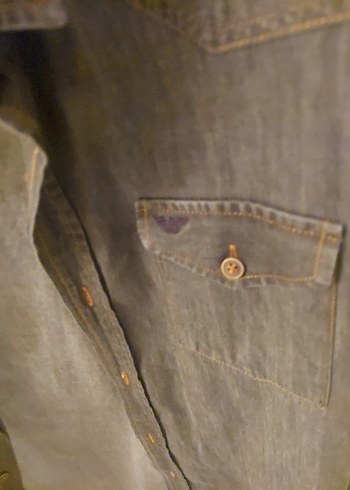 Düğmeli antrasit şık  Denim Erkek Gömlek - Görsel 2