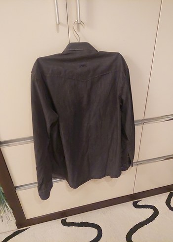 Düğmeli antrasit şık  Denim Erkek Gömlek - Görsel 3