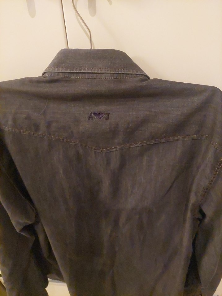 Düğmeli antrasit şık  Denim Erkek Gömlek - Görsel 4