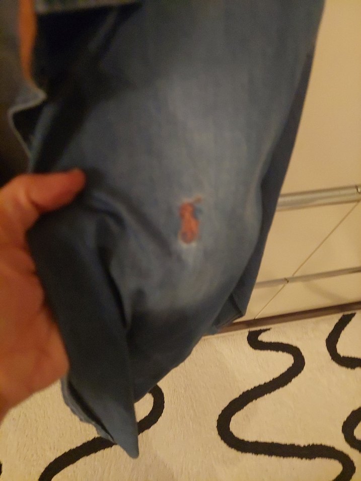 Düğmeli Mavi Denim erkek Gömlek - Görsel 3