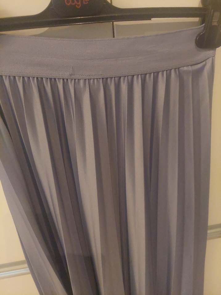 Gri  lila Pilili Midi Kadın Etek - Görsel 2