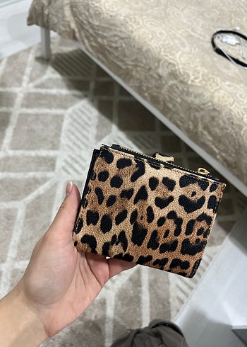 Kahverengi Leopar Desenli Kadın Deri Cüzdan - Görsel 3