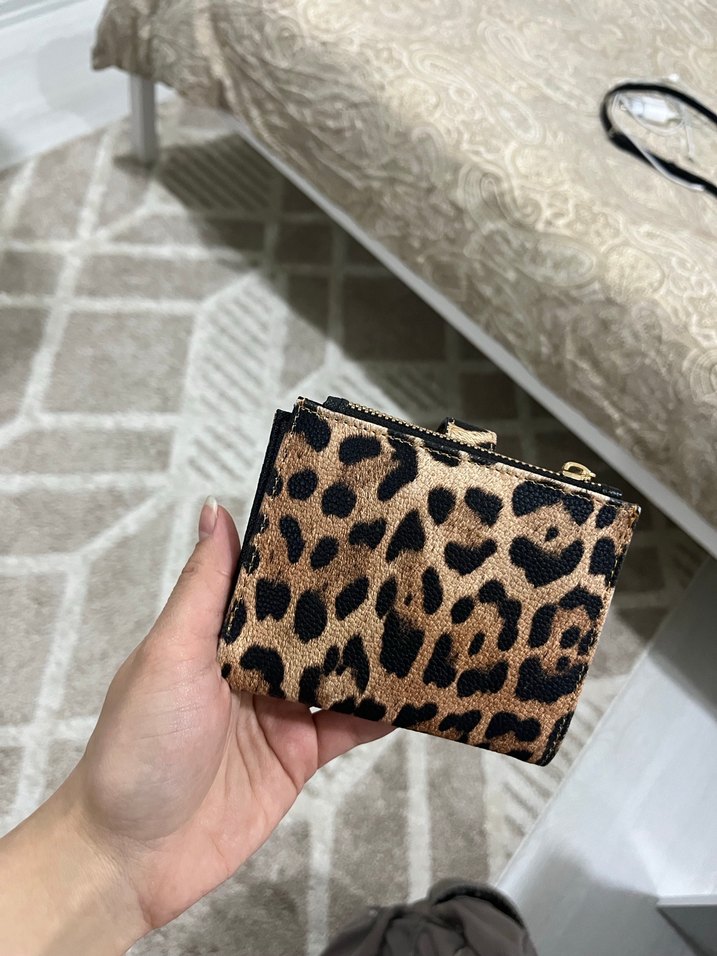 Kahverengi Leopar Desenli Kadın Deri Cüzdan - Görsel 3