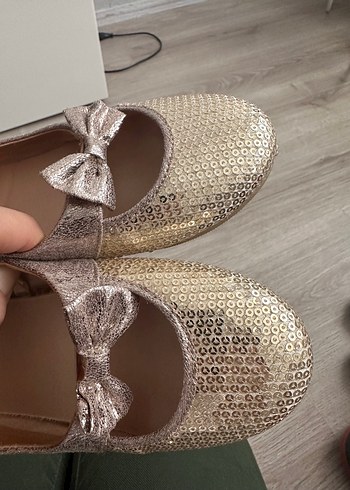 Kız Çocuk gold pullu Fiyonklu Babet - Görsel 5