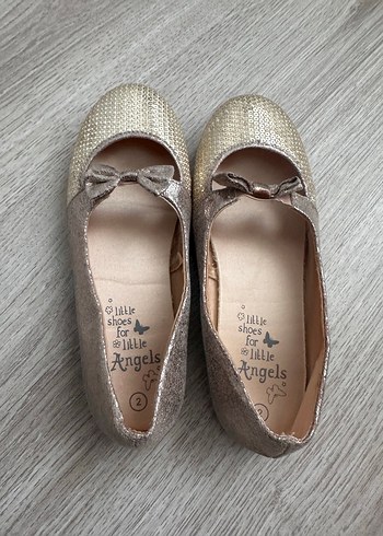 Kız Çocuk gold pullu Fiyonklu Babet - Görsel 4