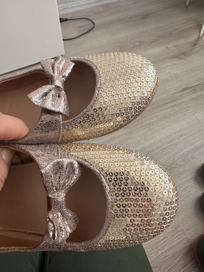 Kız Çocuk gold pullu Fiyonklu Babet - Görsel 5