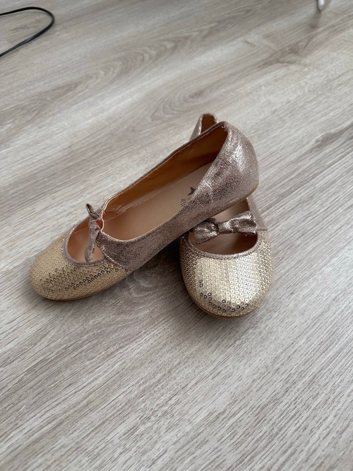 Kız Çocuk gold pullu Fiyonklu Babet - Görsel 2