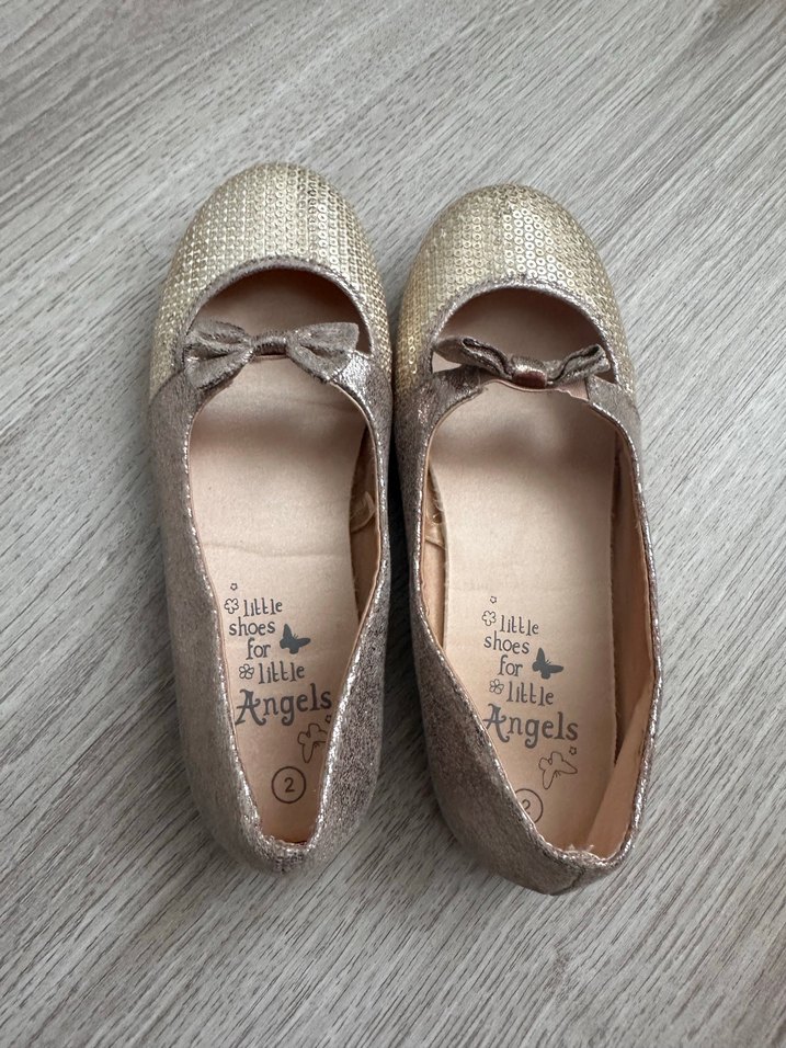 Kız Çocuk gold pullu Fiyonklu Babet - Görsel 4