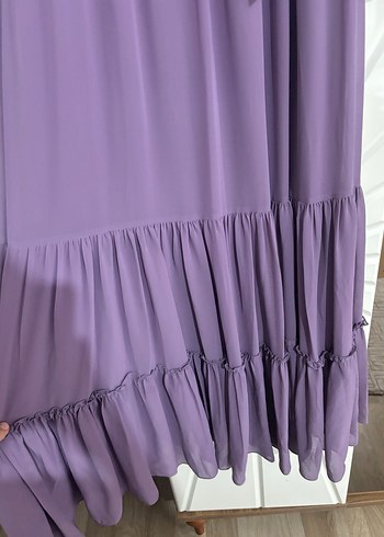 Mor lila Uzun Kollu Abiye Elbise - Görsel 5