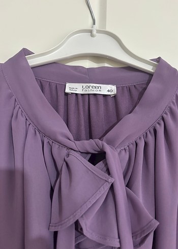 Mor lila Uzun Kollu Abiye Elbise - Görsel 3