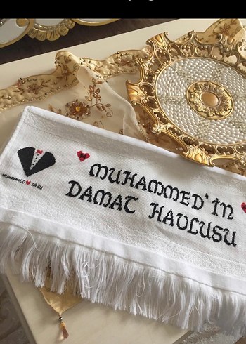 Etamin Nakışlı Beyaz Damat Havlusu - Görsel 3