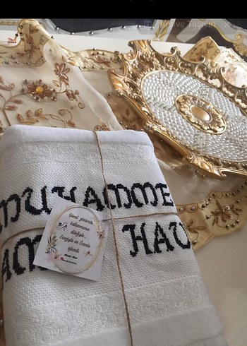 Etamin Nakışlı Beyaz Damat Havlusu - Görsel 4