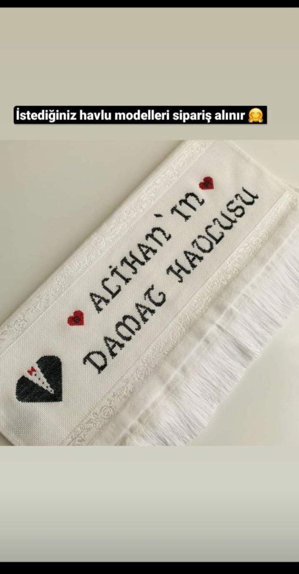 Etamin Nakışlı Beyaz Damat Havlusu - Görsel 2