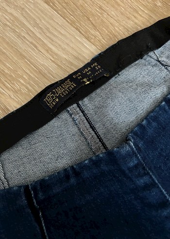 Kadın Mavi kot dar tayt Fermuarlı Pantolon - Görsel 3