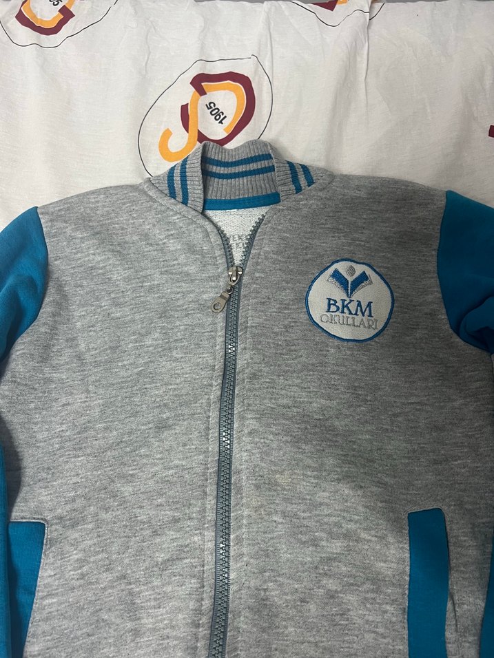 Erkek Çocuk Gri Fermuarlı Sweatshirt - Görsel 2