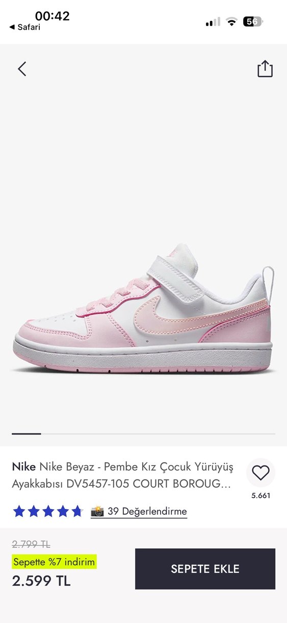 Kız Çocuk Pembe Bağcıklı Cırt Cırtlı Spor Ayakkabı - Görsel 2