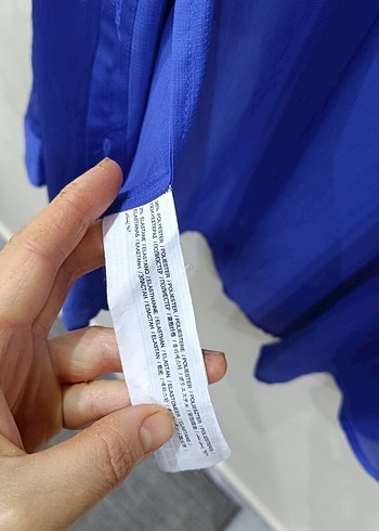xl Beden mavi Renk Mavi Düğmeli Saten Gömlek