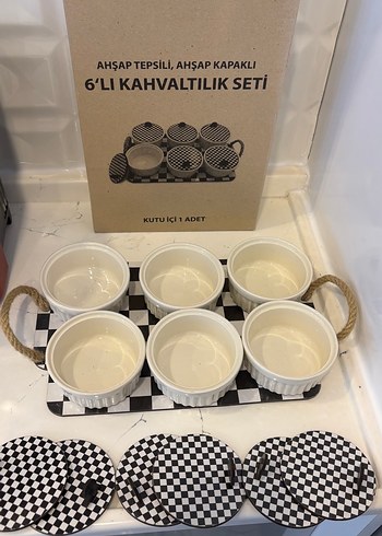 Diğer Ahşap Tepsili 6'lı Kahvaltılık Seti