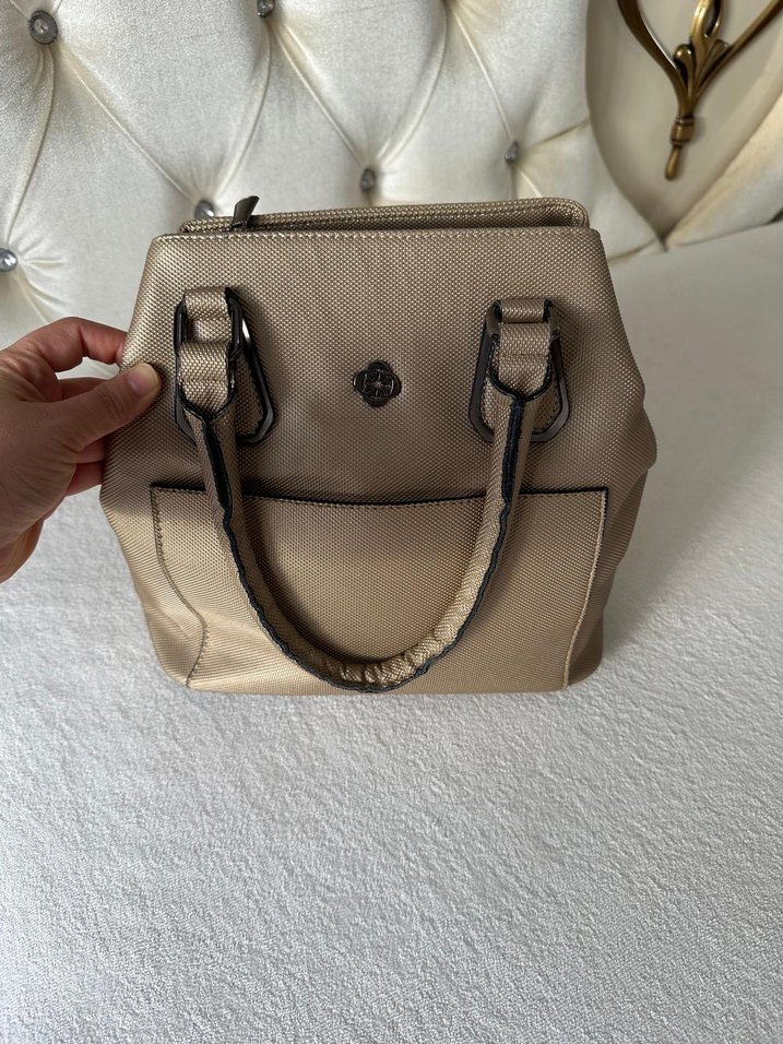 Bej Deri Fermuarlı Kadın Çanta - Görsel 3