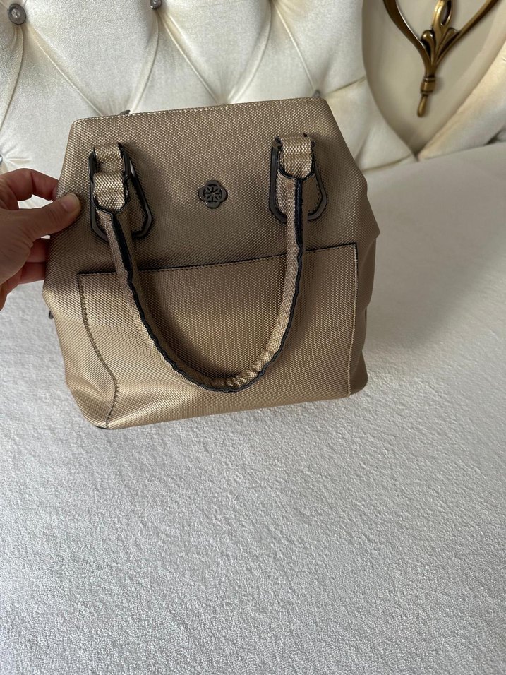 Bej Deri Fermuarlı Kadın Çanta - Görsel 2