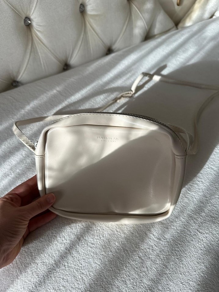 Beyaz Deri Kadın Çapraz Çanta - Görsel 2