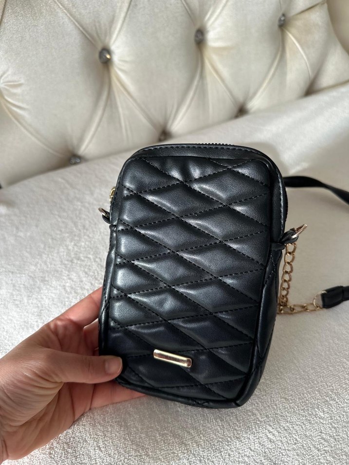 Siyah Deri Fermuarlı Kadın Çanta - Görsel 2