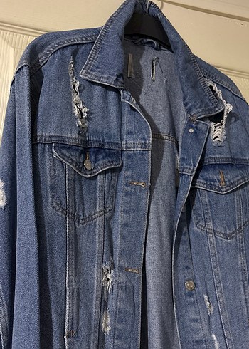 Kadın Mavi Rahat Kesim Kot Ceket - Görsel 2