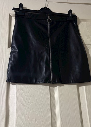 Siyah Deri Kemerli Mini Etek - Görsel 2