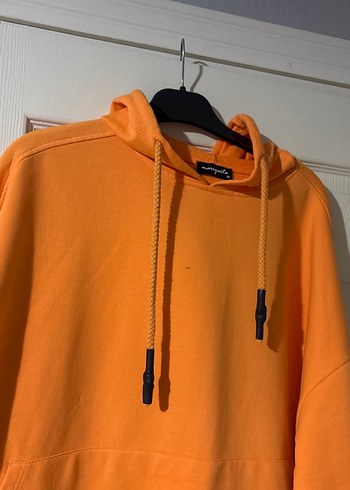 Turuncu Kapüşonlu Rahat Kadın Sweatshirt - Görsel 2