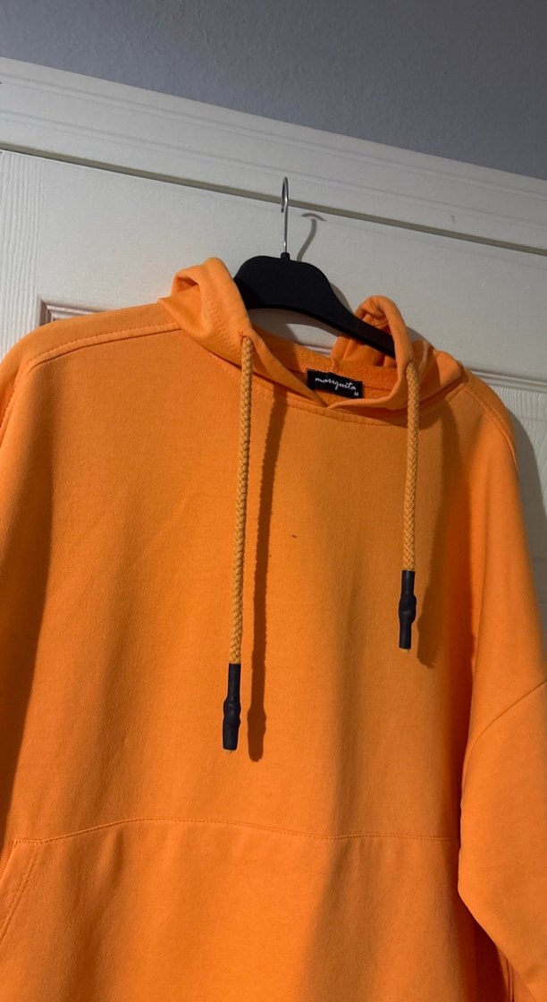 Turuncu Kapüşonlu Rahat Kadın Sweatshirt - Görsel 2