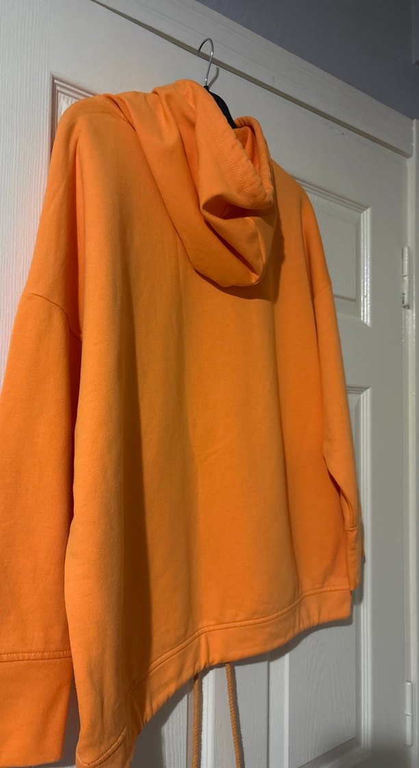 Turuncu Kapüşonlu Rahat Kadın Sweatshirt - Görsel 4