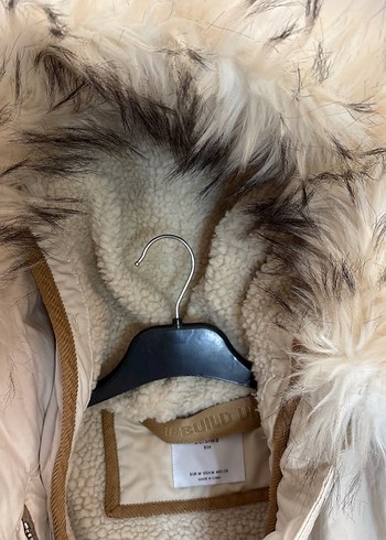 Bershka Kadın Beyaz Peluş Detaylı Midi Mont - Görsel 9