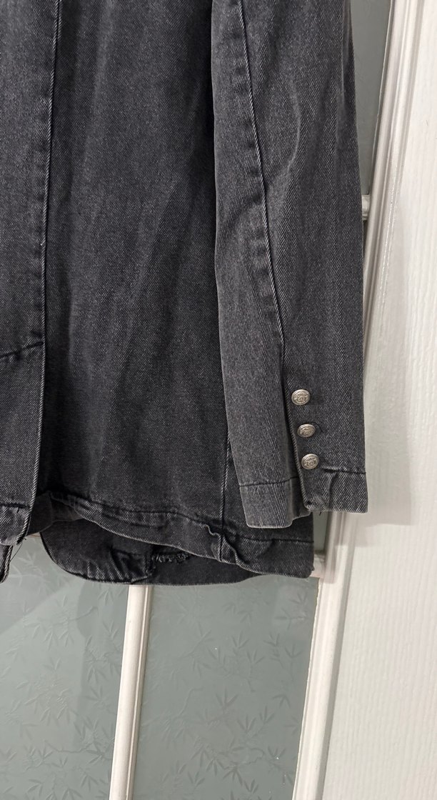 Gri Düğmeli Kadın Denim Ceket - Görsel 5