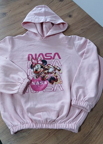 Kız Çocuk Pembe Kapüşonlu Baskılı Sweatshirt - Görsel 2