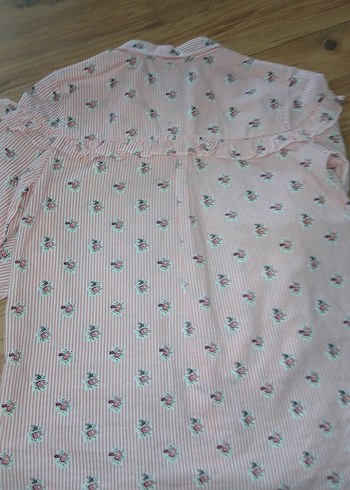 Pembe Çiçek Desenli Uzun Kollu Gömlek - Görsel 6