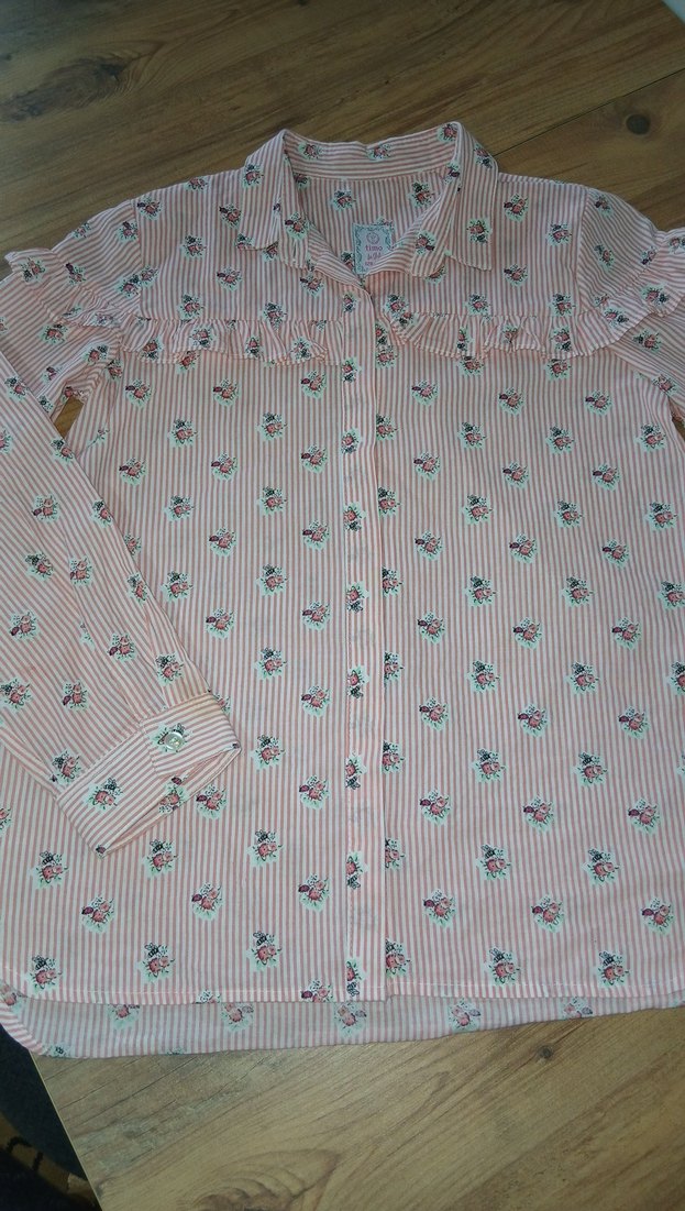 Pembe Çiçek Desenli Uzun Kollu Gömlek - Görsel 2