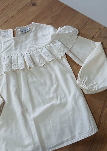 Kız Çocuk Beyaz Pamuklu Fırfırlı Bluz - Görsel 3