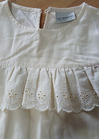 Kız Çocuk Beyaz Pamuklu Fırfırlı Bluz - Görsel 4