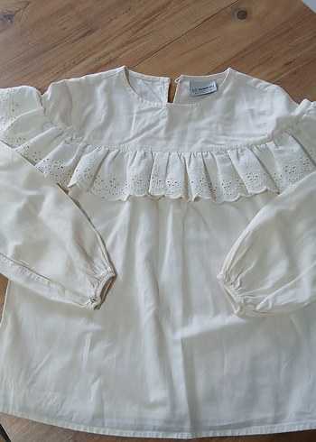 Kız Çocuk Beyaz Pamuklu Fırfırlı Bluz - Görsel 2