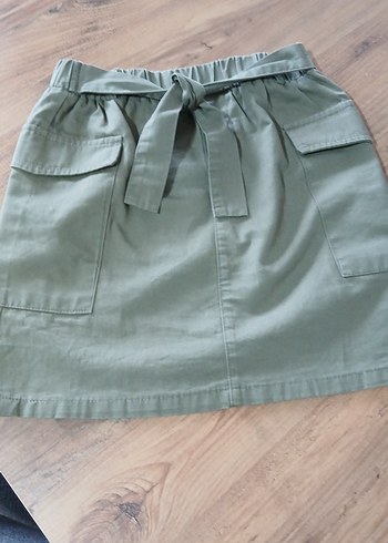 Kemerli Keten Mini Etek - Görsel 3