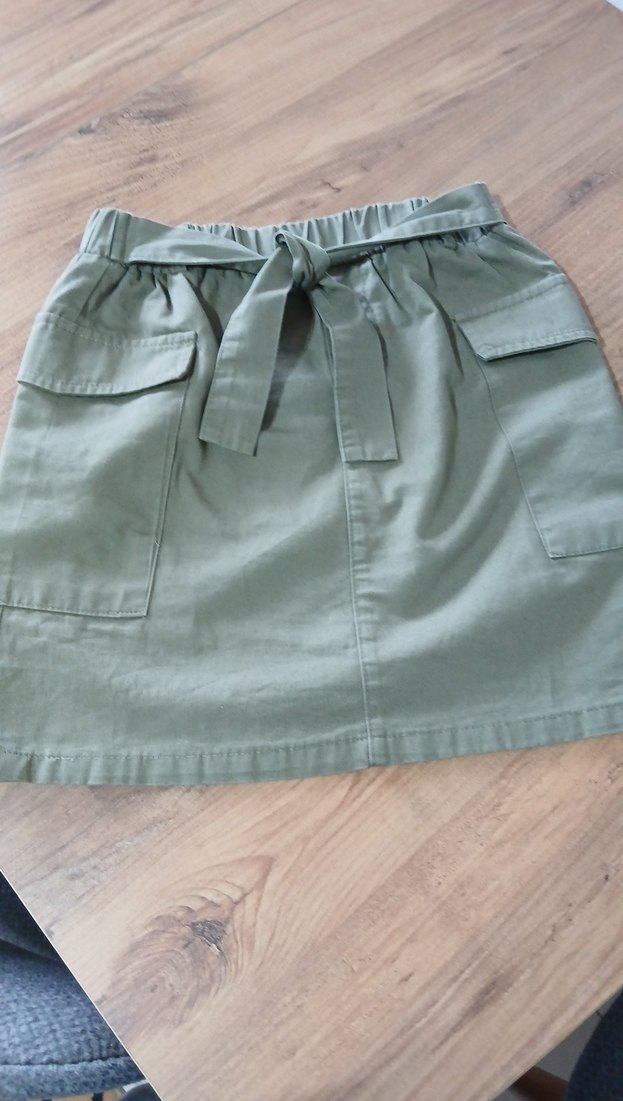 Kemerli Keten Mini Etek - Görsel 3